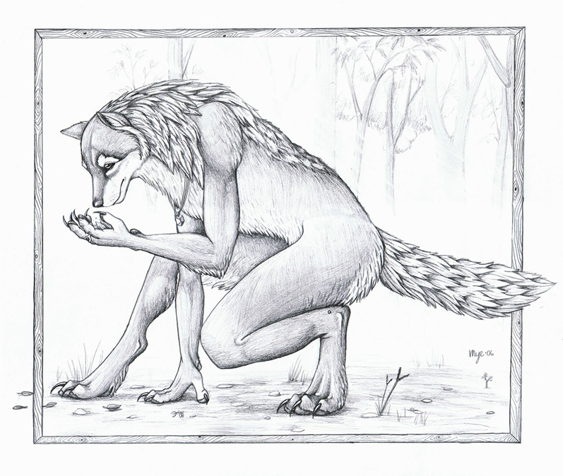 black_and_white canine male monochrome myenia solo werewolf wolf