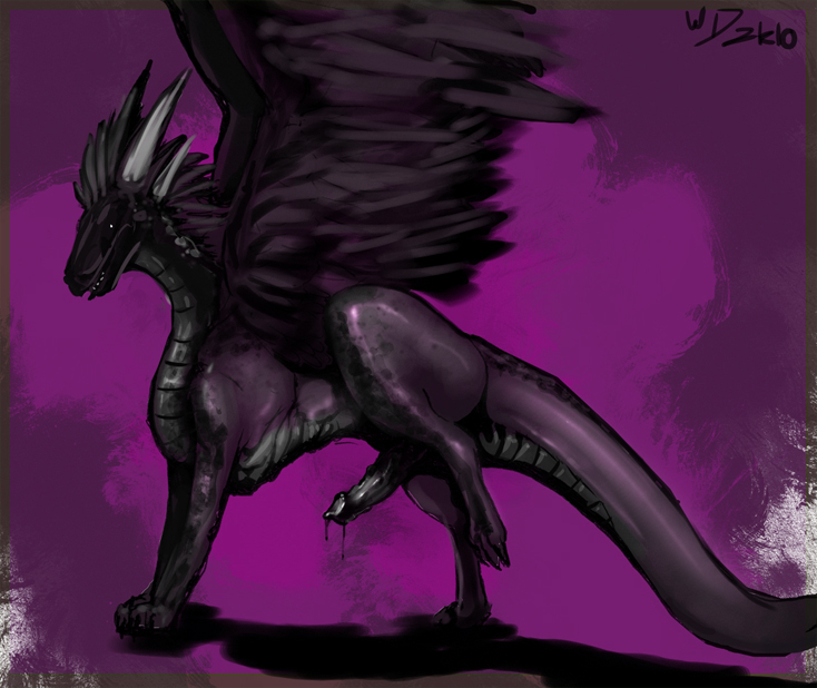 dark dragon feral horn horns male non-anthro penis precum solo winddragon wings