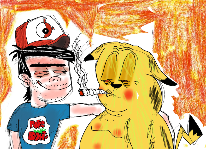 ash_ketchum drugs fat human male pikachu pok&eacute;mon smoking what