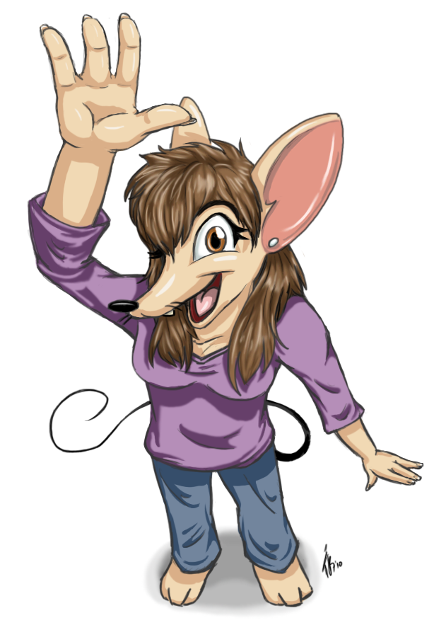 barefoot clothed clothing ear_piercing earring female looking_at_viewer mammal piercing plain_background rat ratcabob ratgirl rodent smile solo toes trishcabob_ratgirl wave waving white_background