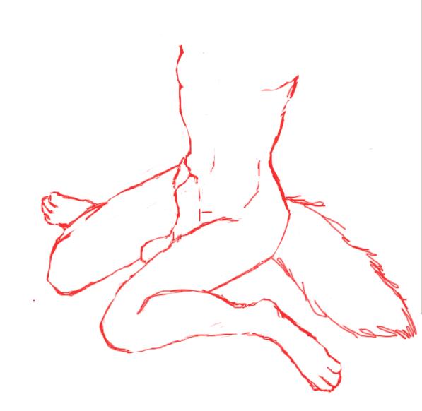 canine folf fox hybrid line_art male mammal monochrome penis plain_background red_and_white sheath solo unknown_artist white_background wolf work_in_progress