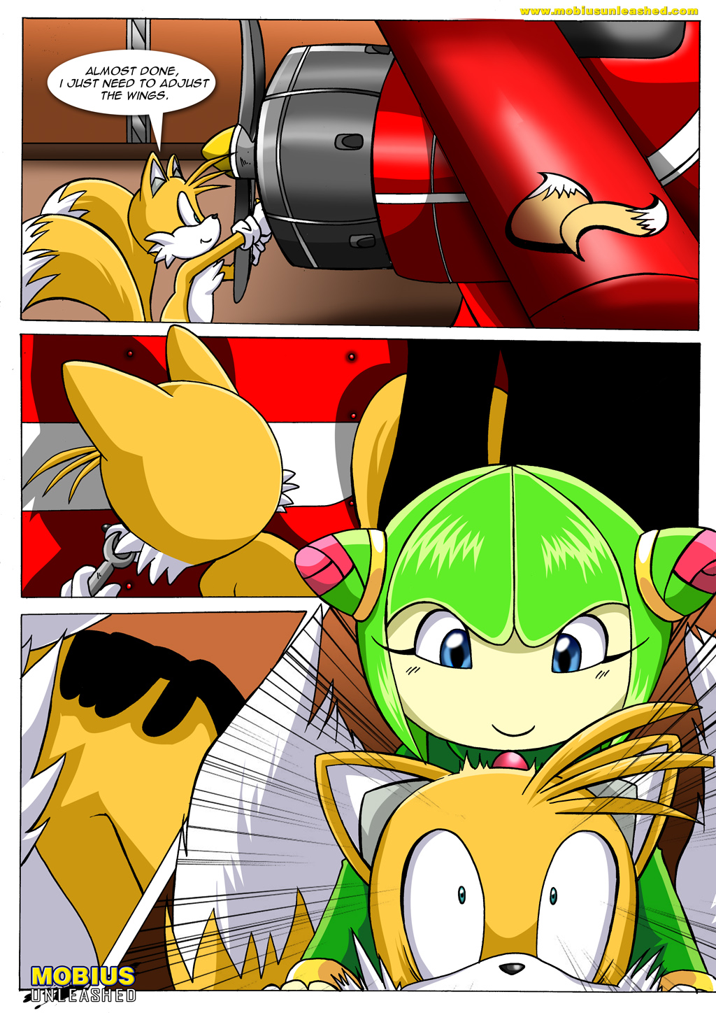 canine comic cosmo female fox male miles_prower mobius_unleashed plane seedrian sega sonic_(series) straight tails