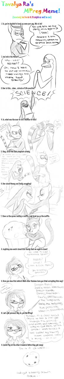 bed black_and_white comic cookie cuddling english_text food funny gay humor king_julien kowalski madagascar male male_pregnancy meme monochrome mpreg muffin plain_background snuggling spawn text tsuyagami what_has_science_done white_background