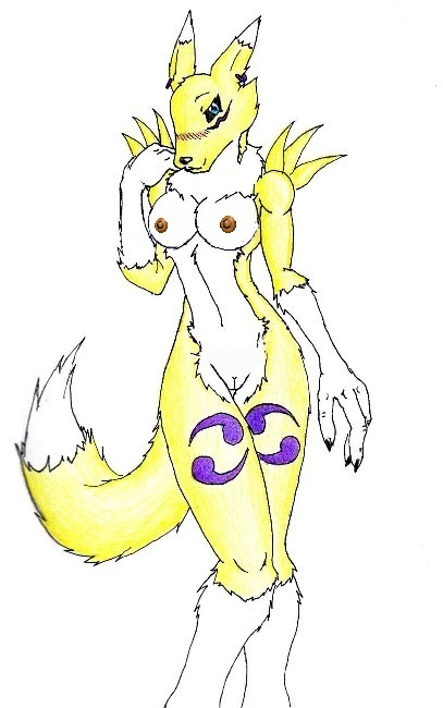 breasts canine digimon female fox nude pussy renamon shopped sliverspiritfox26 solo
