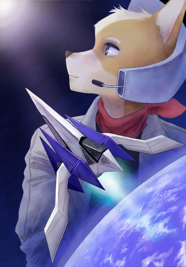&#27973;&#23376; ?? canine clothing fox fox_mccloud headset male mammal microphone nintendo outer_space shirt spacecraft star_fox video_games