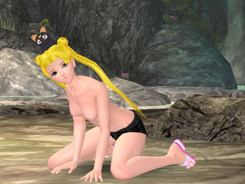 1girl 3d all_fours arm_support beach bishoujo_senshi_sailor_moon blonde_hair blue_eyes breasts cat game_cg game_mod illusion illusion_soft kneeling long_hair looking_at_viewer nipples outdoors panties sailor_moon sand sexy_beach sexy_beach_3 shorts smile topless tsukino_usagi twintails underwear