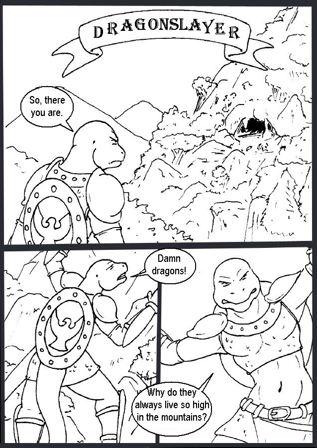 armor cave comic dialogue dragon_slayer lizard male max-dragon scalie xianos
