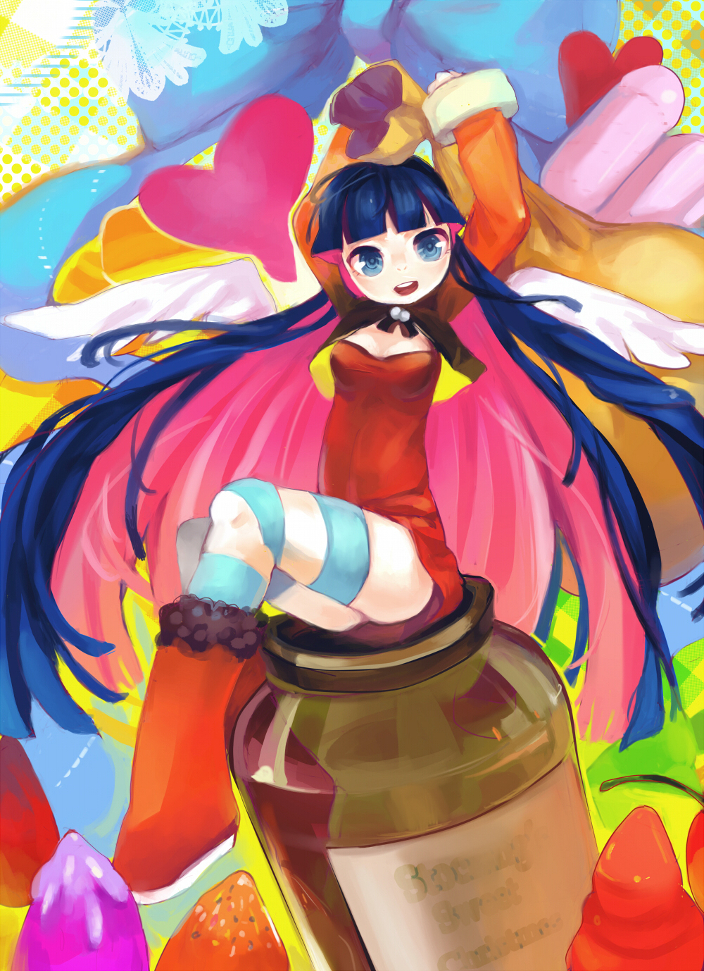 angel dress food highres panty_&amp;_stocking_with_garterbelt smile stocking_(character) stocking_(psg) wings