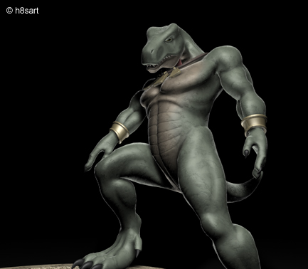 anthro dinosaur h8sart male muscles nude pose raptor scalie solo