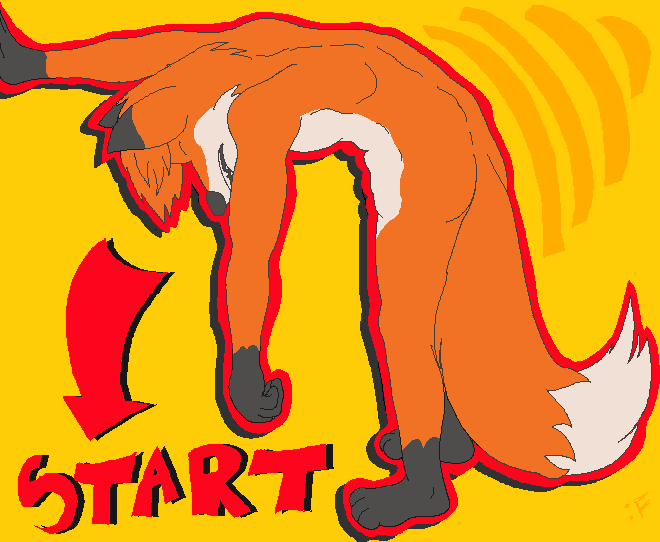 anthro english_text fox fur male mammal orange_fur plain_background solo text unknown_artist yellow_background