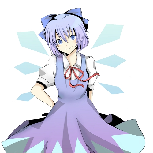 blue_eyes blue_hair cirno lowres ribbon solo touhou wings
