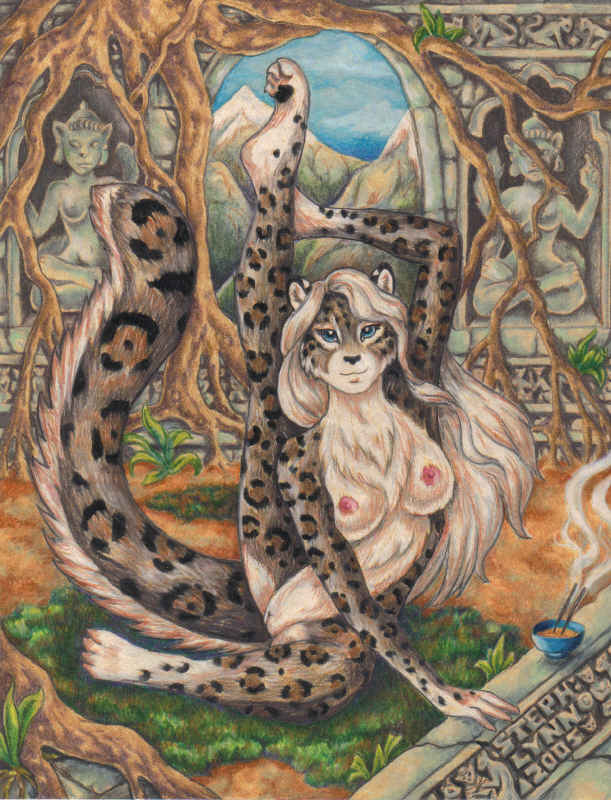 breasts contortion feline female flexible nude pussy snow_leopard solo stephanie_lynn