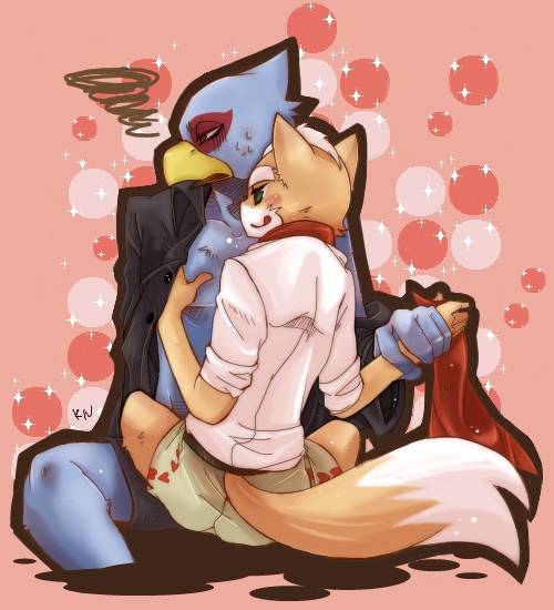 anthro avian bird canine duo falco_lombardi fox fox_mccloud gay male mammal nintendo star_fox tail video_games