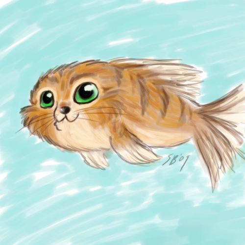 :3 cat catfish cute feline fish fur green_eyes humor hybrid mammal marine peta pun sagebrush sea solo water wet_fur what_has_science_done