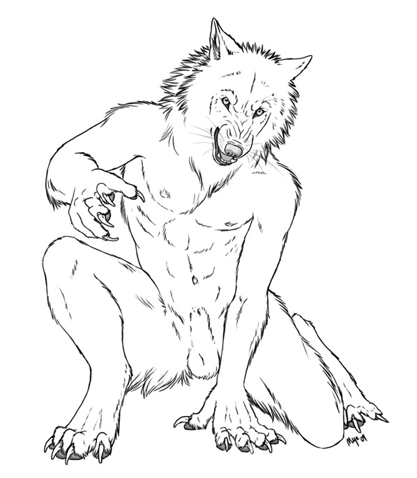 2009 angry balls canine line_art male myenia nude sheath solo wolf