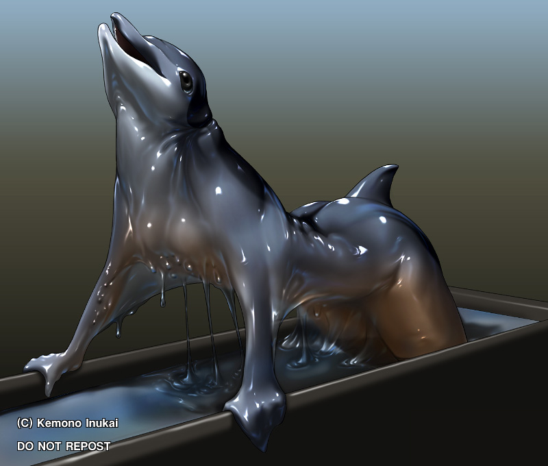 anthrofied cetacean dolphin female kemono_inukai koi latex mammal marine rubber solo transformation