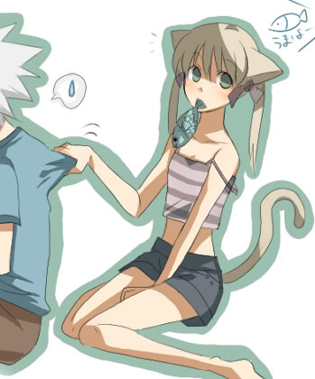 animal_ears cat_ears cat_tail fish lowres maka_albarn soul_eater soul_eater_(character) tail