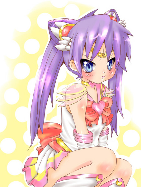 blush cosplay hiiragi_kagami lucky_star purple_hair sailor_chibi_moon_(cosplay)