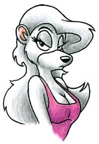 bear black_eyes breasts chief_inquisitor cleavage clothed dres female hair half-closed_eyes long_hair long_white_hair looking_at_viewer solo toony white white_background white_hair