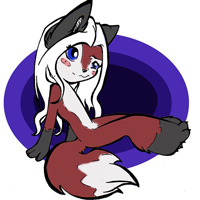 anthro canine countershading cute female fox hair low_res mammal plain_background solo white_background white_hair