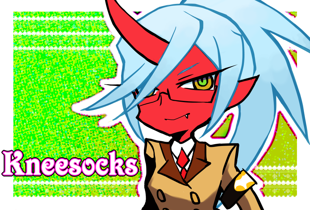 demon_girl glasses horn kneesocks_(character) kneesocks_(psg) panty_&amp;_stocking_with_garterbelt pointy_ears red_skin