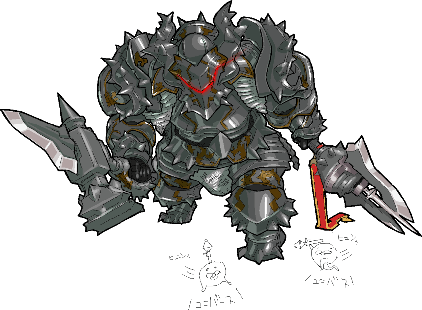 armor hammer knight nezumi nezunezu scary simple_background translation_request weapon