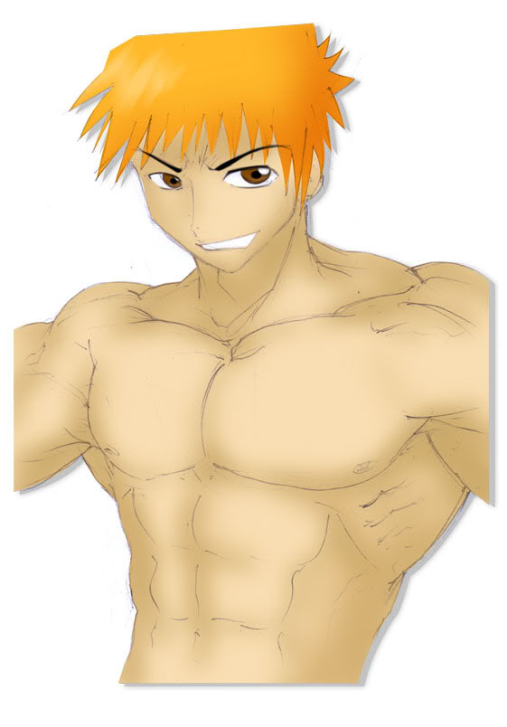 bleach ichigo kurosaki_ichigo muscle muscles orange_hair