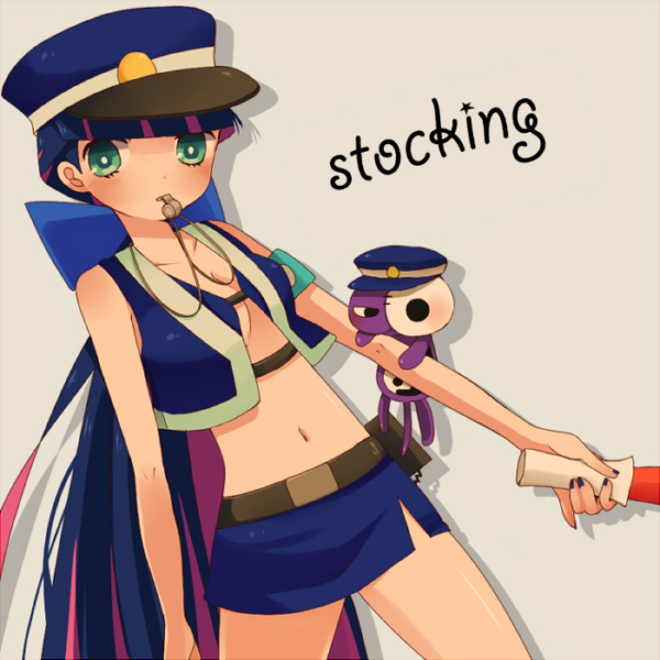 blush honekoneko no_bra panty_&amp;_stocking_with_garterbelt police police_uniform stocking_(character) stocking_(psg) uniform