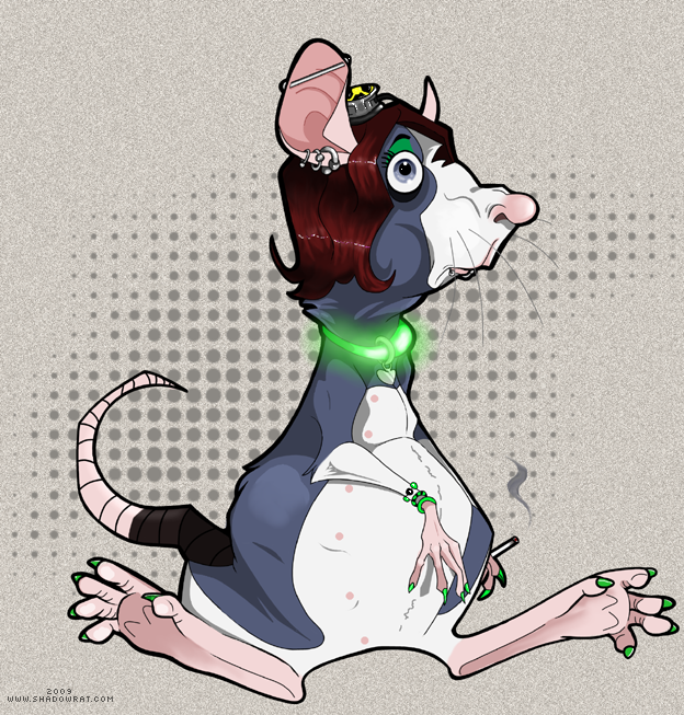 cigarette countershading ear_piercing earring female mammal piercing rat rodent solo ziggy