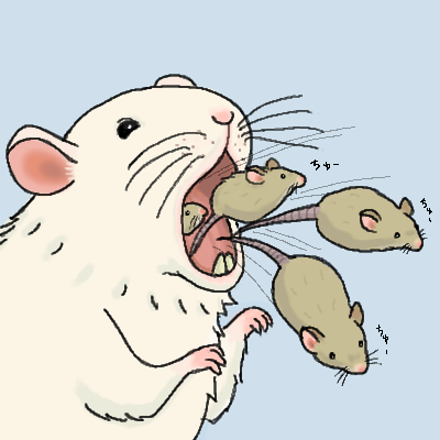 animal black_eyes chromatic_background feral group inverse_vore mammal mouse open_mouth rodent simple_background unknown_artist vore what whiskers