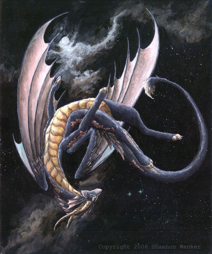 clouds dragon feral flying moon night qarrezel sky solo stars trick wings