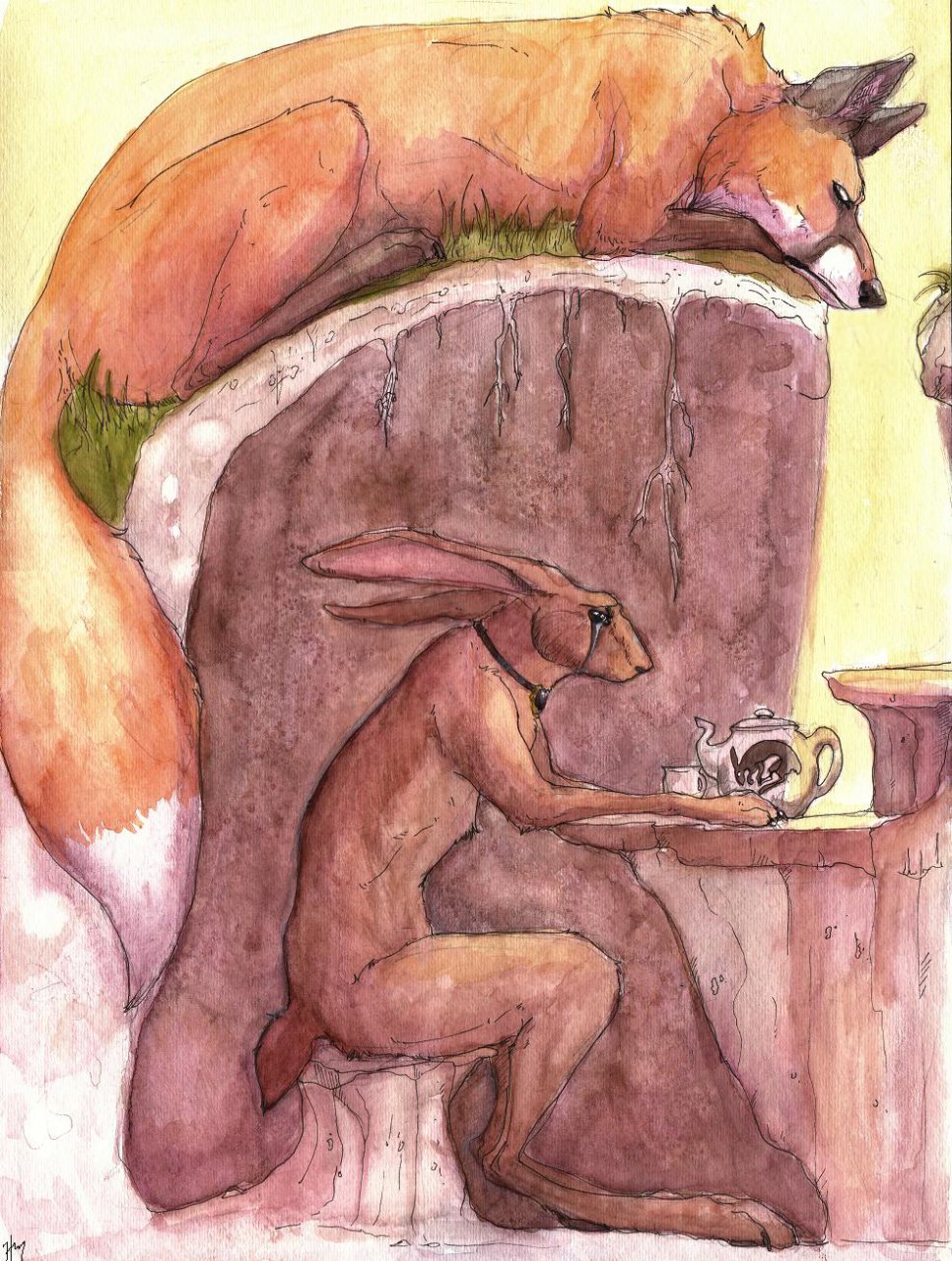 canine crying feral fox hare lagomorph mammal paso sad teapot
