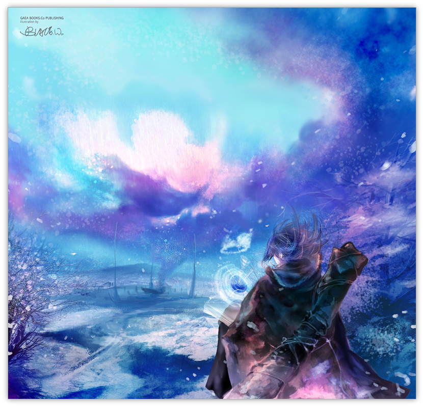 blaze_wu cloud magic male_focus original sky snow solo tree winter