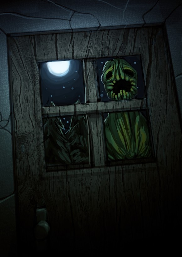 creeper forest minecraft moon scary window