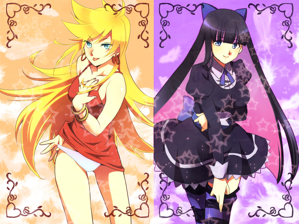 :p dress goth gothic panties panty_&amp;_stocking_with_garterbelt panty_(character) panty_(psg) smile stocking_(character) stocking_(psg) tongue tongue_out underwear
