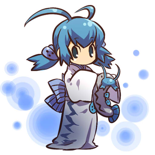 antenna_hair barboach blue blue_eyes blue_hair gen_3_pokemon hitec holding japanese_clothes kimono moemon no_mouth personification pokemon pokemon_(creature) sleeves_past_wrists