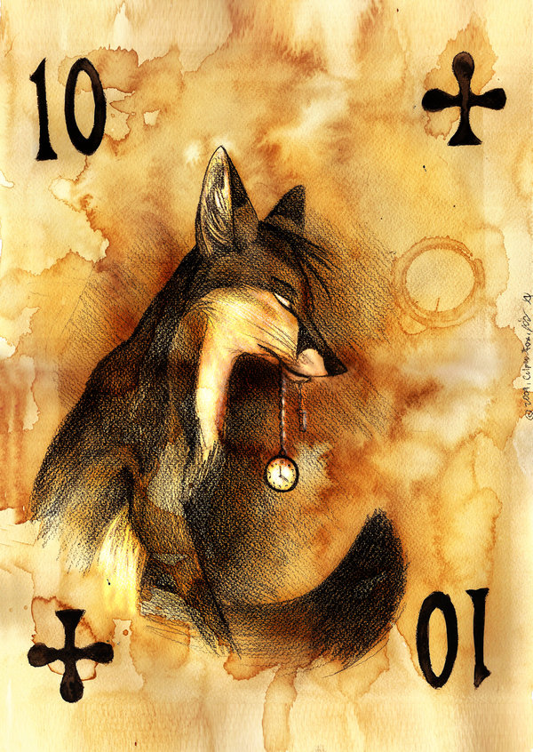 &#9827; canine card culpeofox feral fox mammal non-anthro playing_card solo ten_of_clubs watch