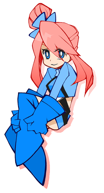 anpolly bad_id bad_pixiv_id blue_eyes blue_footwear boots fuuro_(pokemon) gloves hair_bun hair_ornament long_hair panty_&amp;_stocking_with_garterbelt parody pokemon pokemon_(game) pokemon_bw red_hair smile solo style_parody