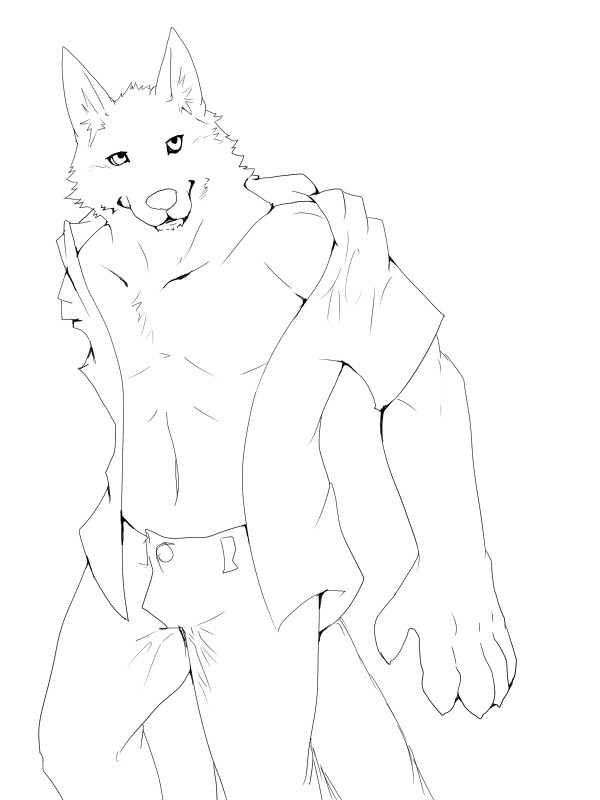 canine male muscles open_shirt roarwolf solo wolf