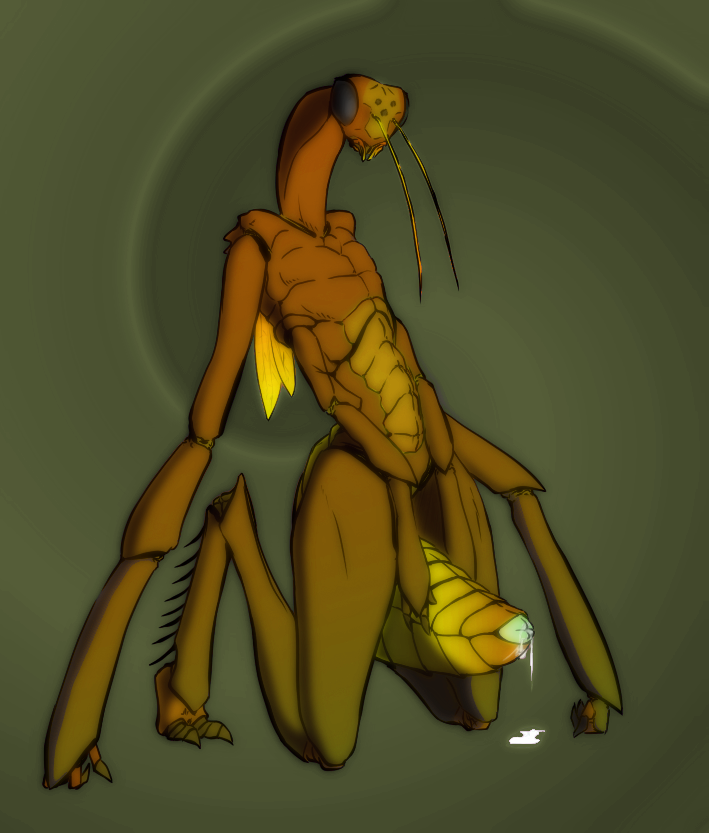 arthropod dat_abdomen dripping dungeons_&amp;_dragons female insect insectoid kneeling multi_limb presenting pussy queblock solo thri-kreen wet wings