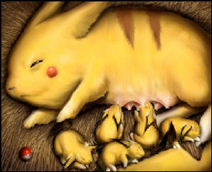 cub dogsfather feeding female nipples nursing pikachu pok&eacute;ball pok&eacute;mon sucking what