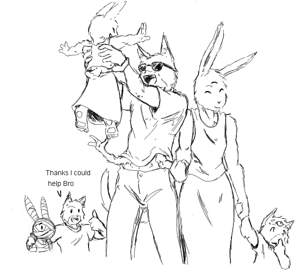 black_and_white cat couple cute father feline female lagomorph line_art male monochrome mother multiple_arms multiple_eyes parent rabbit ruby_(rq) ruby_quest straight three_eyes tom_(rq)