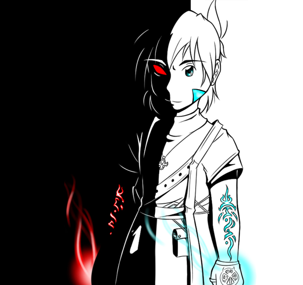 blue_eyes dark_side human magic red_eyes tom_fischbach trace_(twokinds) twokinds