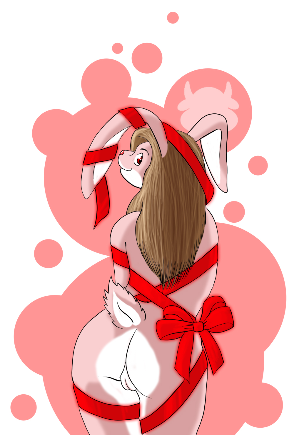 bound butt cute female gift_wrapped lagomorph muq pussy rabbit solo