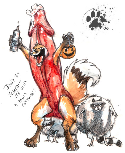 blotch canine canine_penis costume fox humour lol male raccoon