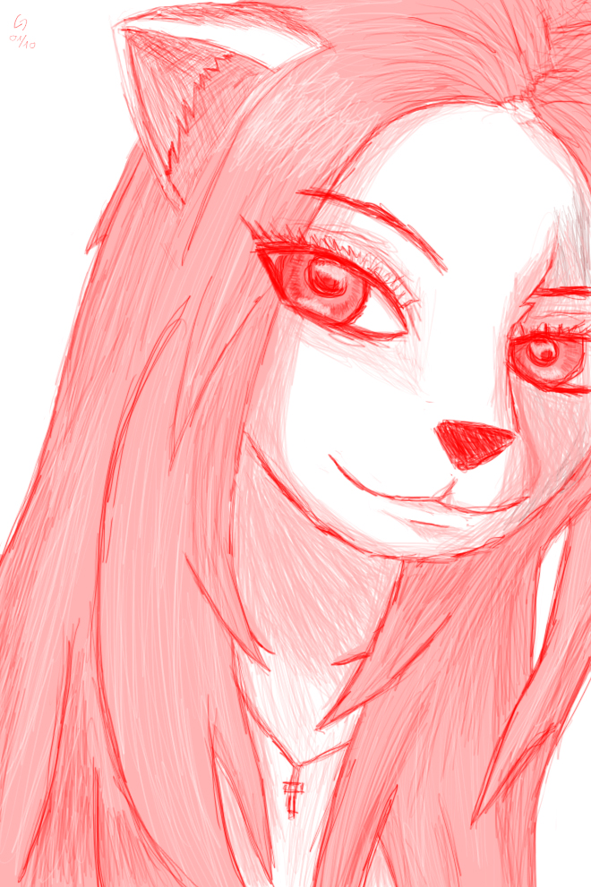 cat cj cute feline female portrait sketch solo yoyofreakcj