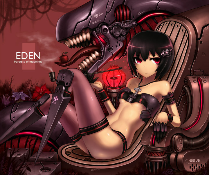 dark dragon female garden_of_eden machine machines mechanical robot teen unknown_artist young