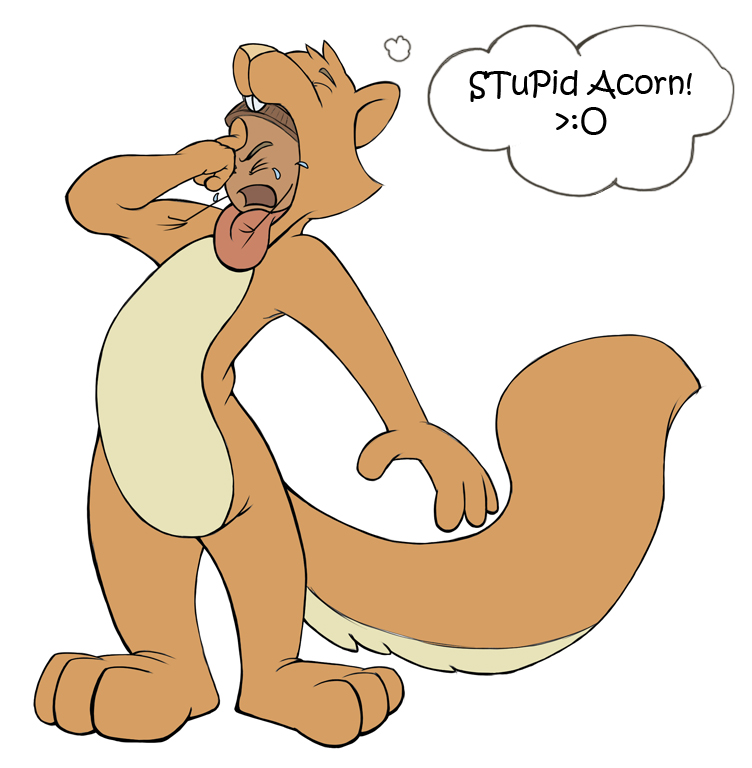 &gt;:0 acorn crying cute dialogue don't eating english_text funny humour lol male rockk rodent sciuro solo squirrel tears tongue toon vore