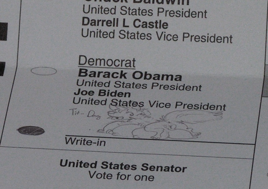 ballot barack_obama big_breasts breasts canine canine_pussy democracy dog female feral hyper multi_breast non-anthro nullenigma real sketch tit-dog titdog vote what_has_science_done