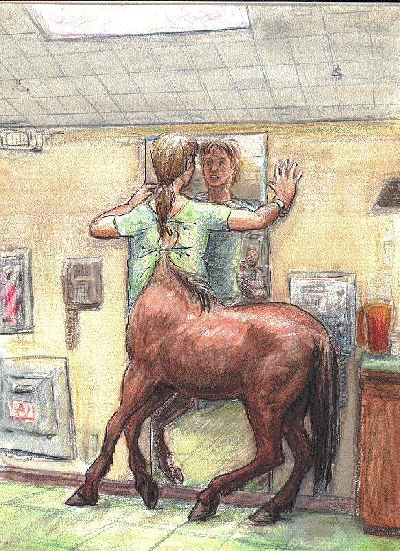 doctor equine hooves horse hospital human luciusappaloosius mammal medical mirror patient tail taur transformation